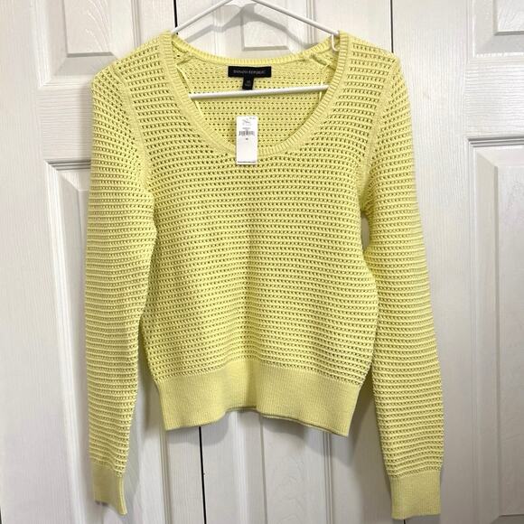 Banana Republic NWT Allover Stitch Yellow Open Knit Sweater XS - Picture 1 of 8